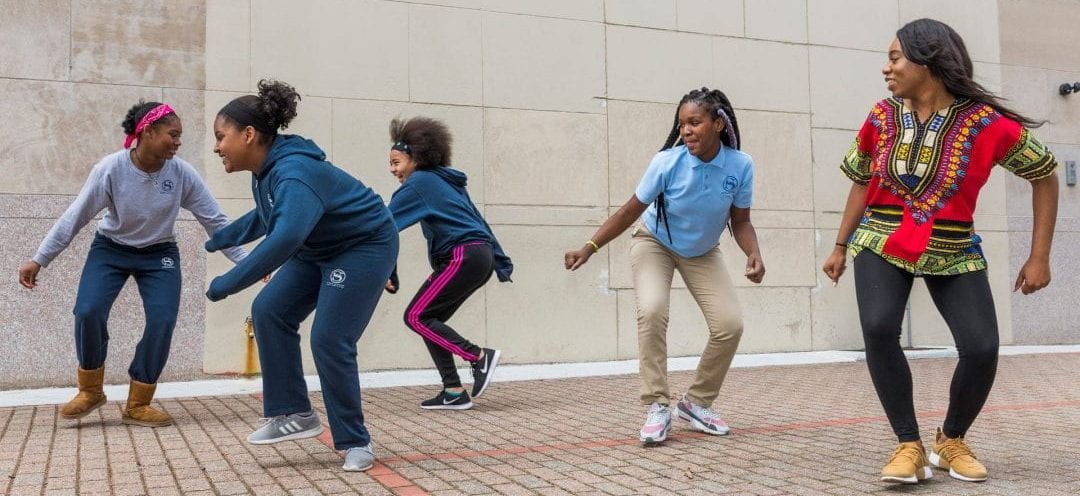 Feinstein Fellow, service, Providence Schools , Rodelyn Cherry '19, Sophia Academy people dancing
